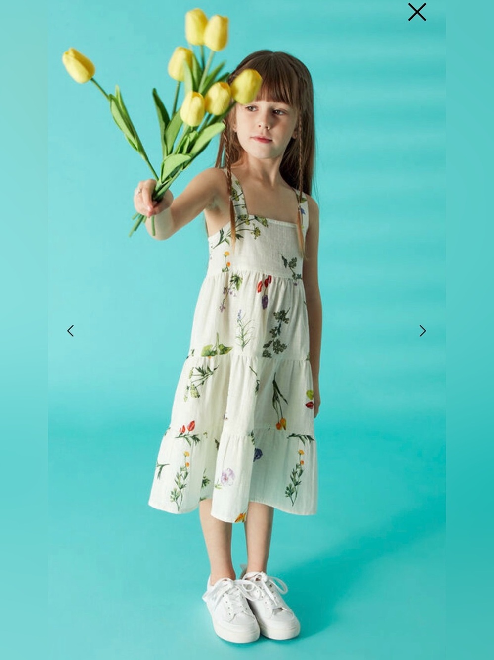 Angels White Floral Tiered Girls Sleeveless Sundress Multicolor Blooms Sz 9/10